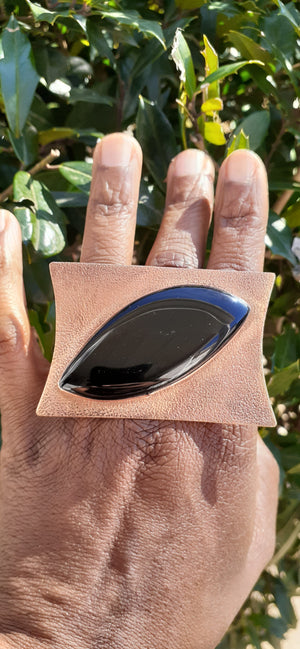 Copper Black Agate Ring