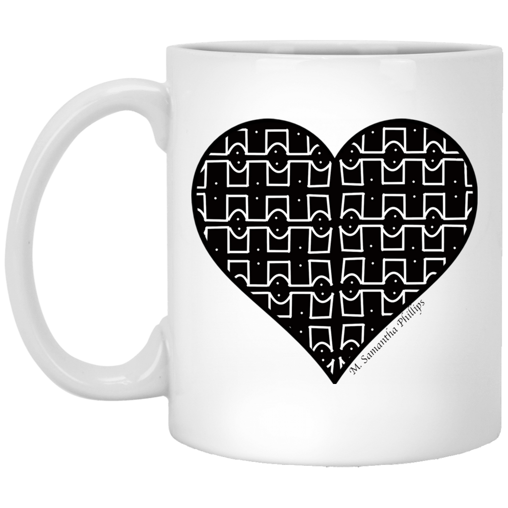 Heart Mug  BW 11 oz. White Mug